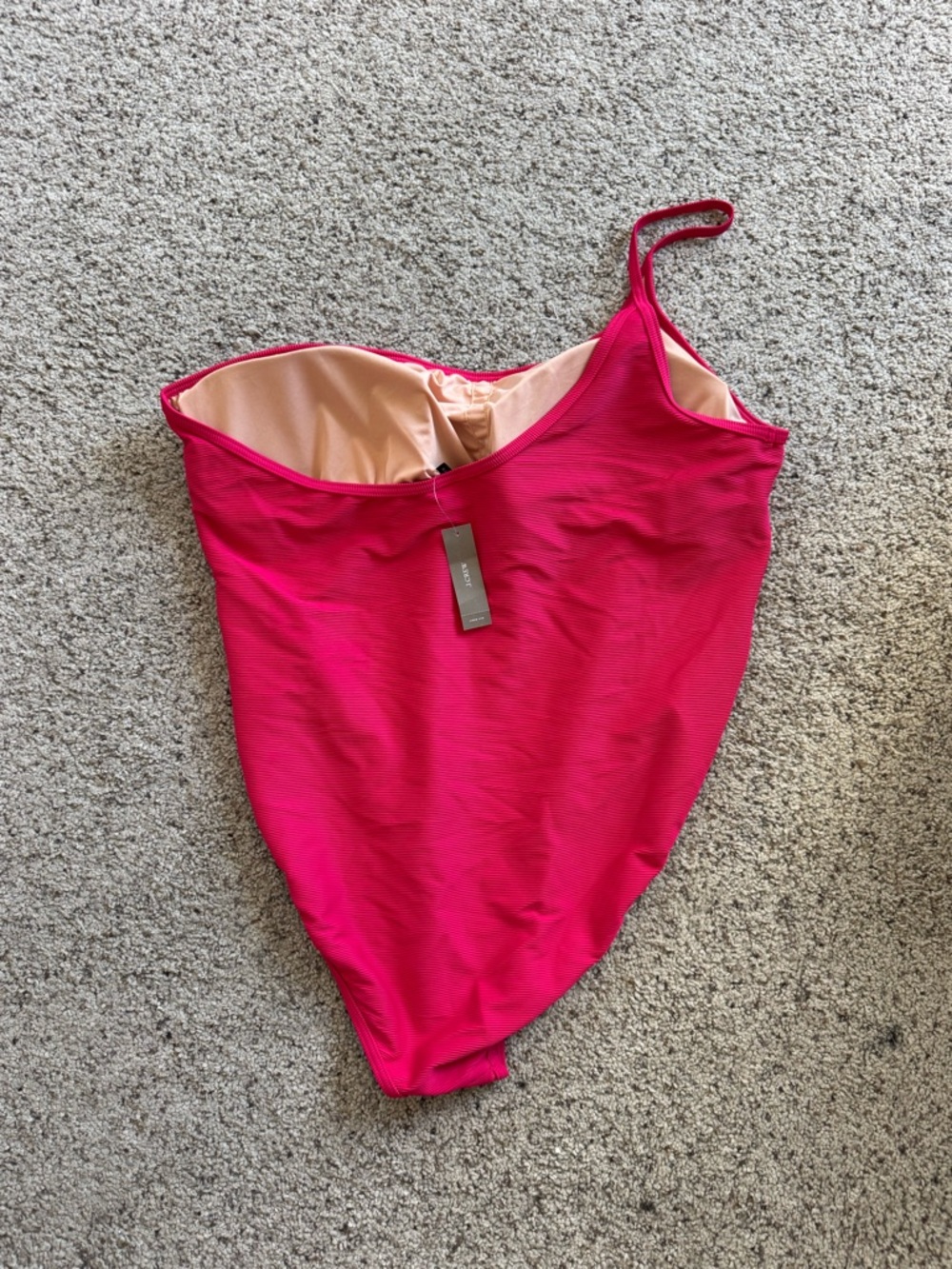 NWT J.Crew bright pink Ribbed one-strap one-piece swimsuit size 22 - Picture 2 of 6